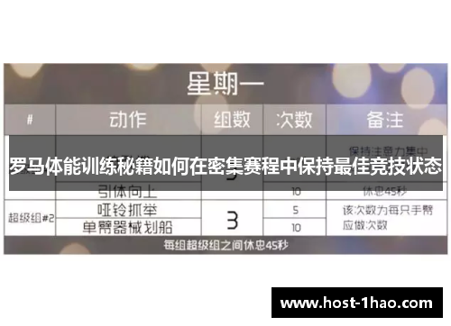 罗马体能训练秘籍如何在密集赛程中保持最佳竞技状态