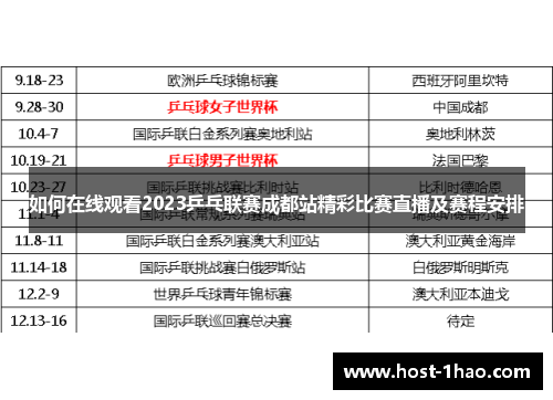 如何在线观看2023乒乓联赛成都站精彩比赛直播及赛程安排