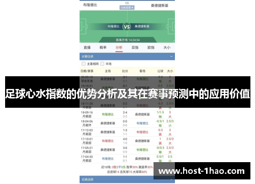 足球心水指数的优势分析及其在赛事预测中的应用价值 足球心水指数的优势分析及其在赛事预测中的应用价值